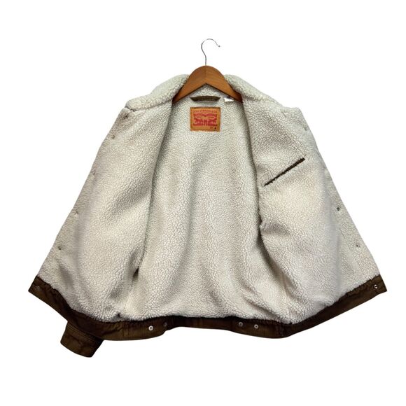 Men's Levi Strauss Corduroy Sherpa Lined Button Up Truckers Winter Tan Jacket M - Picture 3 of 6